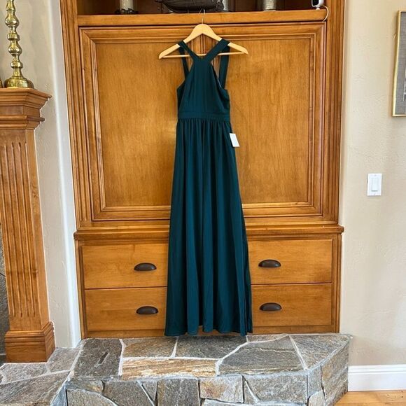 Lulu's Air of Romance Forrest Green  Maxi Dress Size Extra Small NWT - Picture 13 of 16